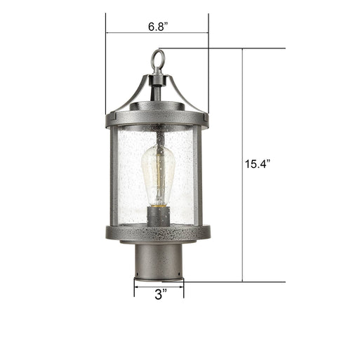 San Severo Vintage Outdoor Pole Light Seeded Glass Post Lantern Light Fixture